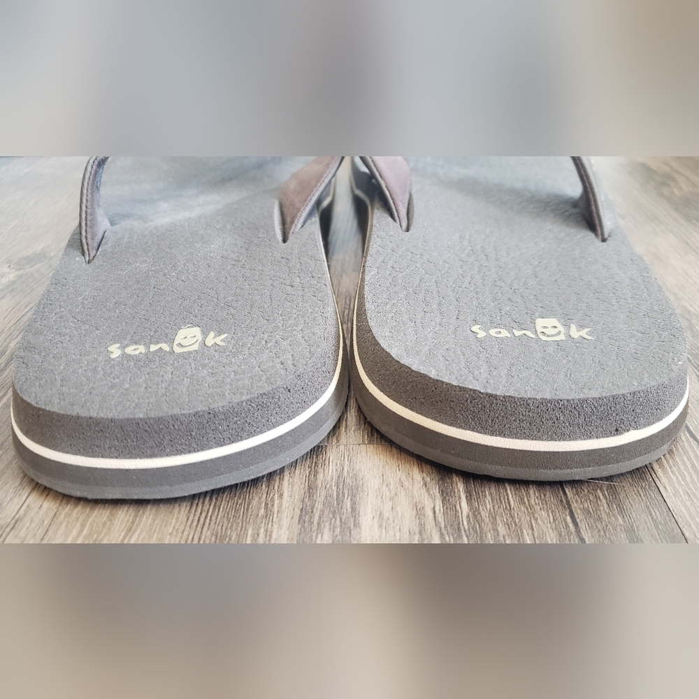 Sanuk Flip Flops Mens Sz 13 Brown - Picture 5 of 7